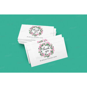 WHITE Floral Round Thank You Cards (50) with Personalization business cards